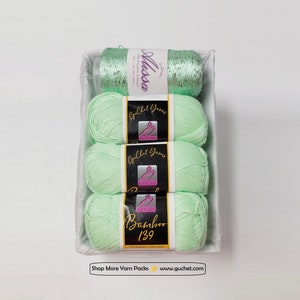 Yarn Gift Set - Bamboo/Cotton/Sequins Yarn - Gift for Yarn Lover, Gift for Crocheter, Cotton yarn, Gift for Knitter, GuChet - AQUAMARINE