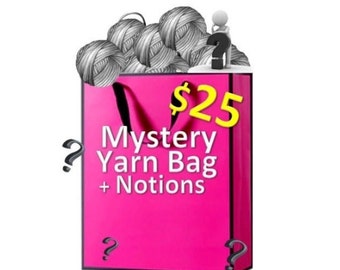 Mystery Yarn Bag (Includes Notions) - 25 Dollars - Yarn Grab Bag, Crochet Yarn, Knitting Yarn, Cotton yarn, Christmas gift for Crocheter