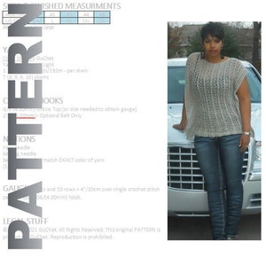 Crochet Top Pattern, Crochet Kimono Pattern, Plus Size Crochet, Crochet Shirt Pattern, Summer Crochet Top, Easy Crochet, PDF Crochet Pattern