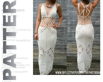 Patron de robe au crochet, patron de robe longue au crochet Patrón de ganchillo - Patron de vêtements au crochet PDF