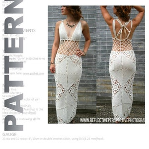 Crochet Dress Pattern, Crochet Maxi Dress Pattern Patrón de ganchillo Crochet Clothing Pattern Crochet Wedding Dress PDF Crochet Pattern image 1