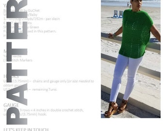 Crochet Top Pattern - Crochet Tunic Pattern - Eyelet Cold Shoulder Top - Crochet Shirt Pattern - Plus Size Crochet - Digital Download Guchet