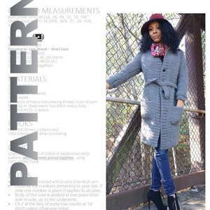 Crochet Coat Pattern, Includes Plus Sizes, Crochet Jacket Pattern, Crochet Cardigan Pattern, GRAY Coat, GuChet, Patron Crochet