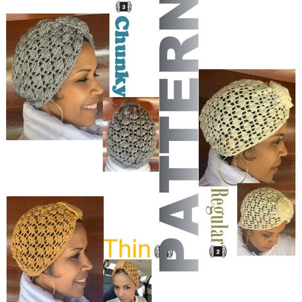 Crochet Turban Pattern Collection (3 Version) PDF Crochet Pattern Crochet hat Pattern  Crochet Hair Pattern Crochet Clothing Pattern Guchet