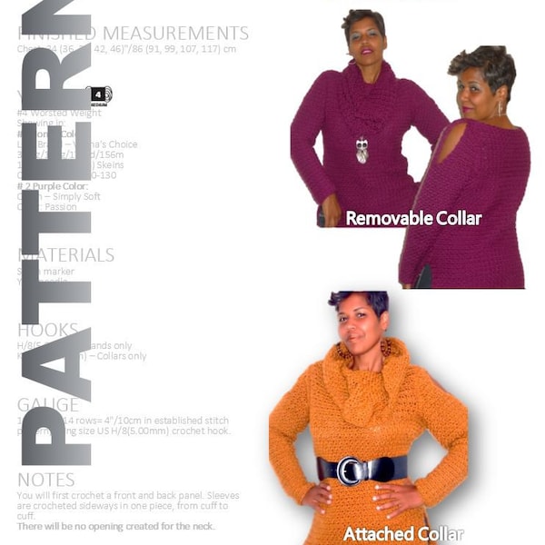 Crochet Sweater Pattern, Crochet Top Pattern, Plus Sizes Included, Crochet Tunic Pattern, Crochet Shirt, Plus Size Clothing, Patron Crochet