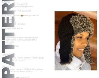 Crochet Hat Pattern, Crochet Trapper, Crochet Brim, Crochet Winter Hat Pattern, Crochet Pattern, PDF Crochet Pattern, GuChet