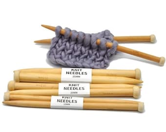 Jumbo Knitting Needles - Bamboo - Includes sizes 15mm, 20mm, 25mm - FREE SHIPPING, SP Knitting Needle, Wooden Knitting Needle