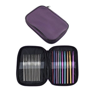 Crochet Hook Set - Includes 22 Hooks + PU Case, Aluminum Crochet hooks, Crocheting, Christmas gift for Crocheter, GuChet