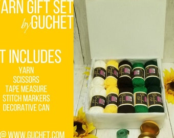 Yarn, Free Shipping, Yarn Gift Set, Cotton Yarn, Crochet Yarn, Knitting Yarn, Silk Yarn, GuChet, Gift for Woman, Gift for yarn lover