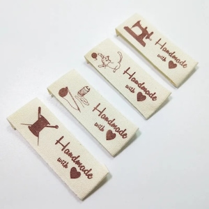 Handmade with Love Label (10 Pack) Cloth Tag, Label for Crochet Gifts, Label for Sewing Gift, Handmade with Love Label for Knitting Project