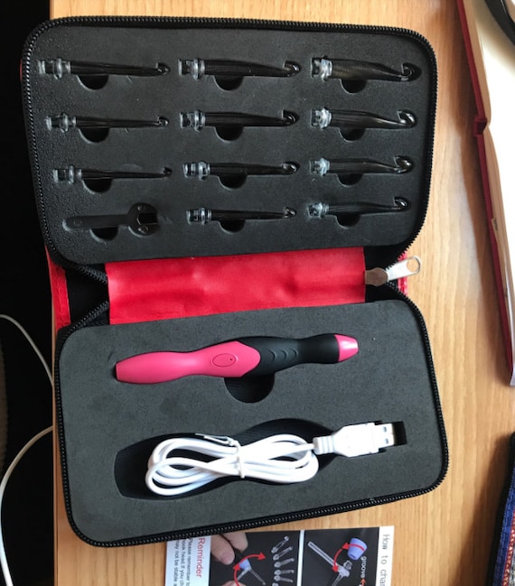 Rechargeable Light-Up Crochet Hooks with Interchangeable Heads & Case