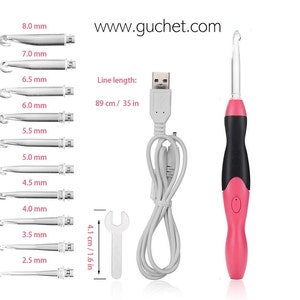 Light up Crochet Hook Set Includes 11 Pieces, Rechargeable Crochet