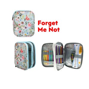 Crochet Hook Case - Empty - Storage Case for Crochet Hooks and Accessories 5.5"x6.8" Forget Me Not