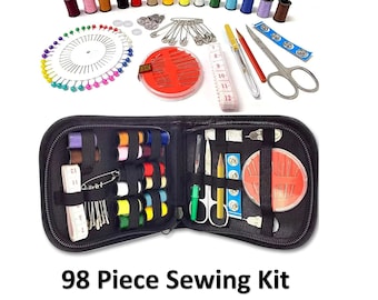 Sewing Kit includes 98 Pieces in zippered pounch, Hand Sewing Kit - DIY Sewing Kit - Emergency Sewing Kit, Wedding Day Sewing Kit