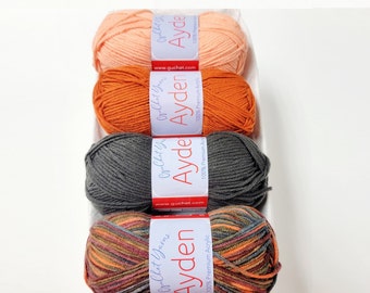 Ensemble cadeau laine - fil acrylique doux pour bébé - Ayden - cadeau pour amateur de laine, laine douce, cadeau pour crocheteuse, cadeau pour tricoteuse - essence d'automne