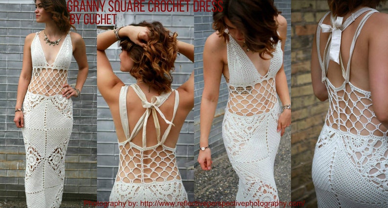 Crochet Dress Pattern, Crochet Maxi Dress Pattern Patrón de ganchillo Crochet Clothing Pattern Crochet Wedding Dress PDF Crochet Pattern image 3