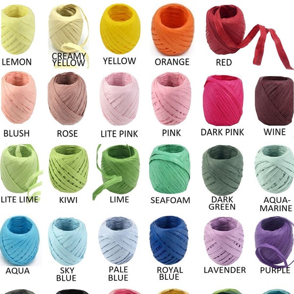 Raffia Yarn, Straw Yarn, Paper Yarn, Tape Yarn, 35 Colors, Ribbon Yarn, Yarn for Beach Bag, Raffia by GuChet, Basket Yarn, Eco Friendly Yarn