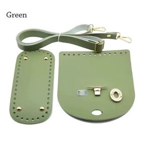 DIY Purse Making Kit Leather Kit Includes 4 Pieces Handbag Kit for Crocheting Green