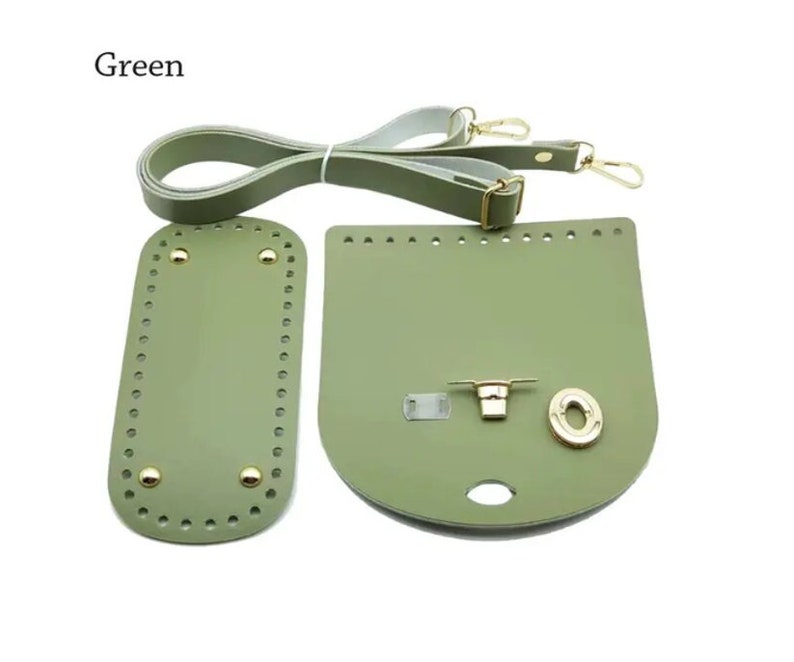 DIY Purse Making Kit Leather Kit Includes 4 Pieces Handbag Kit for Crocheting Green