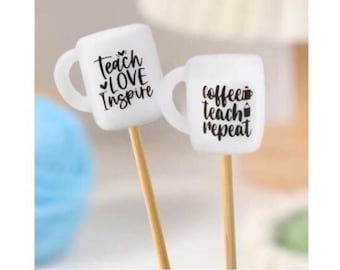 Knitting Needle Stoppers, Knitting Needle Tip Protectors - Mugs - 6 pc Set