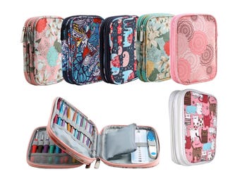 Crochet Hook Case - Empty - Storage Case for Crochet Hooks and Accessories 5.5"x6.8"