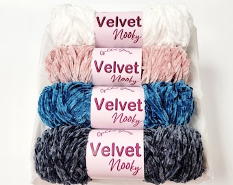 Yarn Gift Set - Velvet Yarn "London" Yarn Lover, Cotton yarn, Gift for Her, Crocheting Yarn, Gift for Mom, Knitting Yarn, GuChet Velvet Yarn