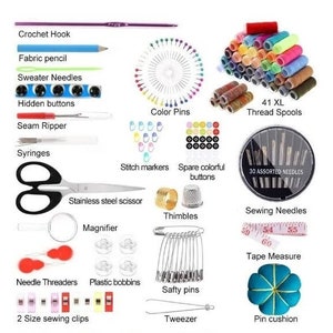 226 Piece Sewing Kit in black zip case by GuChet