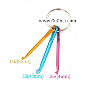 Crochet Hook Keychain - Includes 3 Sizes - Portable Crochet Hooks, Mini Crochet Hooks, Gift for Crocheter, Gift for Knitter, GuChet
