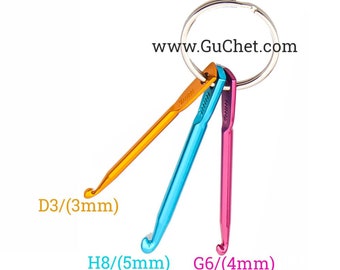 Crochet Hook Keychain - Includes 3 Sizes - Portable Crochet Hooks, Mini Crochet Hooks, Gift for Crocheter, Gift for Knitter, GuChet