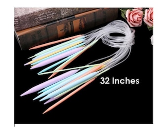 Circular Knitting Needles on Cable - 32 Inches Long - Includes 12 Sizes - Multicolor - Knitting Needles