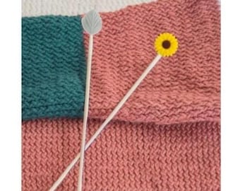 Knitting Needle Stoppers, Knitting Needle Tip Protectors - Daisy Leaves - 18 pc Set