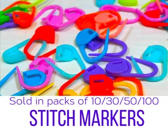 Locking Stitch Markers, Sold in Packs of 10/30/50/100, Plastic Safety Pin Style Stitch Markers, Stich Holder, Gift For Knitters, Addi GuChet