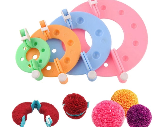 PomPom Maker Set - Set inclues 4 different sizes - DIY PomPom Kit, Make your Own Pom Pom's, CLASSIC