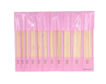 Double Pointed Knitting Needles - 55 Pc Set - Bamboo - 11 Sizes - 8" Long - DP Knitting Needles - Bamboo Knitting Needle