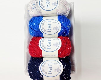 Yarn Gift Set - Cotton/Silk Yarn - Gift for Yarn Lover, Silk Yarn, Gift for Knitter, Yarn for Baby Items - Yarn for Amigurumi - 4TH OF JULY