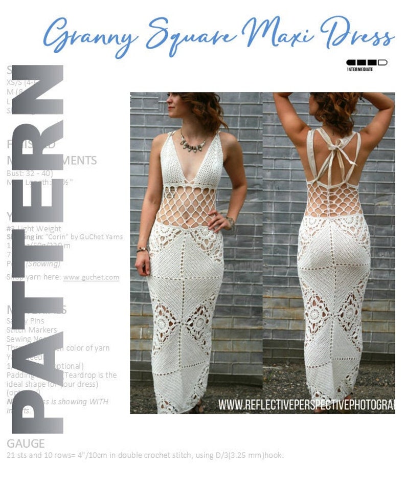 Crochet Dress Pattern, Crochet Maxi Dress Pattern Patrón de ganchillo Crochet Clothing Pattern Crochet Wedding Dress PDF Crochet Pattern image 1