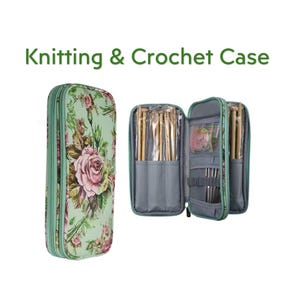 Knit & Crochet Storage Bag - Empty - Holds Knitting Needles and Crochet Hooks and Accessories, Gift for Knitter - LEMON theme.