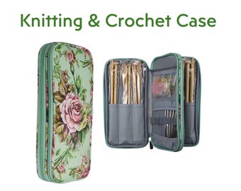 Knit & Crochet Storage Bag - Empty - Holds Knitting Needles and Crochet Hooks and Accessories, Gift for Knitter - LEMON theme.