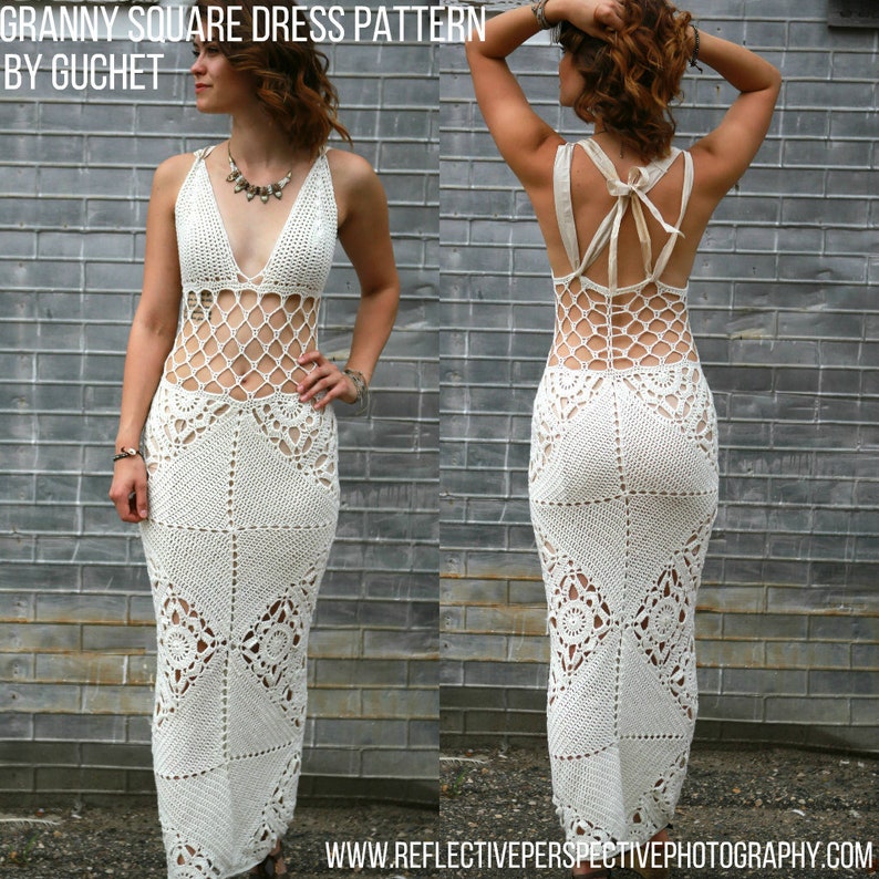 Crochet Dress Pattern, Crochet Maxi Dress Pattern Patrón de ganchillo Crochet Clothing Pattern Crochet Wedding Dress PDF Crochet Pattern image 2