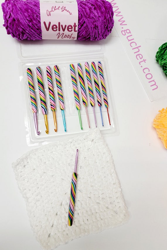 Rainbow Crochet Hook Set With Poly Ergonomic Handle Set Includes