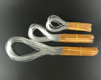 Circular Knitting Needles - Set with Bamboo Tips - Includes 18 needles - LONG & SHORT needles on cable. Needle sizes: 2.0mm-12.0mm