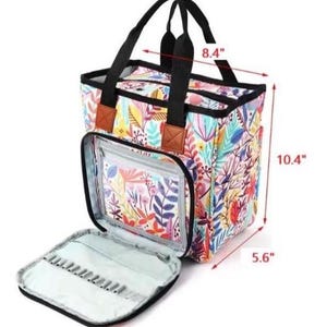 Yarn Bag - Crochet Tote Bag, Knitting Tote Bag, Portable Yarn Bag, Gift for Crocheter, Gift for Yarn Lover Floral