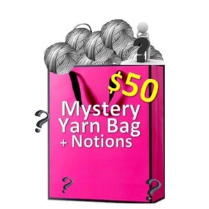 Mystery Yarn Bag (Includes Notions), Yarn Grab Bag, Crochet Yarn, Knitting Yarn, Cotton Yarn, Christmas gift for Crocheter, Gift for Knitter