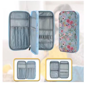 Knit & Crochet Storage Bag - Empty - Holds Knitting Needles and Crochet Hooks and Accessories, Gift for Knitter - LEMON theme.