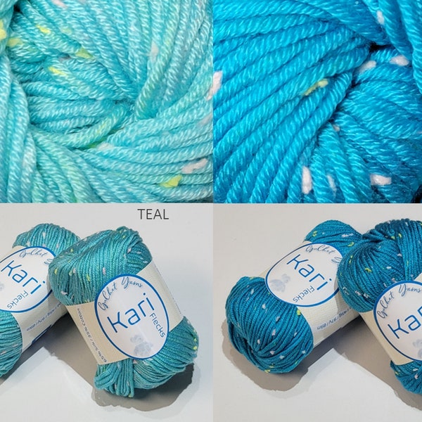 Silk/Cotton Yarn with Flecks, #4 Worsted Weight, Crochet Yarn, Knitting Yarn, Silk Yarn, Yarn for Baby, Organic yarn, Yarn for Baby Items