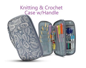 Knit & Crochet Storage Bag with Handles - Empty - Holds Long Knitting Needles, Crochet Hooks and Accessories, Gift for Knitter