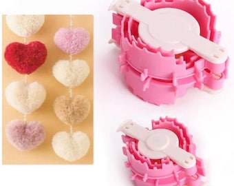 PomPom Maker Kit, Heart Shaped - Inclues 2 different sizes, DIY PomPom Kit, Kit - Make your Own PomPom's, Yarn, GuChet yarn