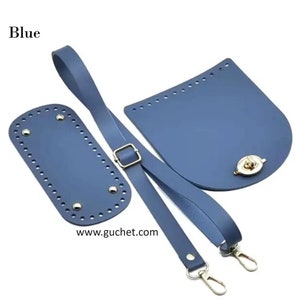 DIY Purse Making Kit Leather Kit Includes 4 Pieces Handbag Kit for Crocheting Blue