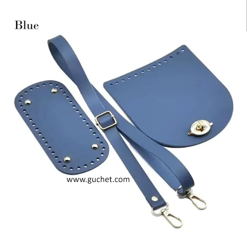 DIY Purse Making Kit Leather Kit Includes 4 Pieces Handbag Kit for Crocheting Blue