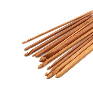 Tunisian Crochet Hook Set on Cable - Includes 12 Long hooks (48"), 3mm-10mm, Extended Afghan Hooks on Cord Lightweight (Bamboo) image 4